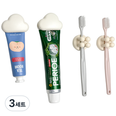 루니바 무타공 실리콘 칫솔걸이 세트, 아이보리, 3세트
