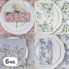 오릴리 파티 플라워 디자인 종이 냅킨 1탄, 프렌치 블루가든, 6세트, 20개입, 33cm