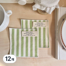 목화베리 비비드 컵받침 티코스터 핸드메이드, 12개, 그린비비드코스터