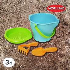 노벨랜드 모래놀이 버킷 세트 샌드토이 삽 갈퀴 체 물놀이 해변 장난감 어린이 유아, 모래놀이버켓셋트, 300g, 3개
