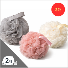 3P] 거품 풍성 빅 샤워볼 저자극 대왕샤워볼 (3개입) 그레이 베이지 핑크, 2개, 3개입, 베이지,그레이,핑크 50g