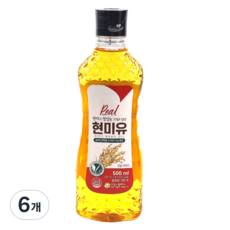 리얼 현미유 HACCP인증 국내제조 미강유 식용유, 6개, 500ml