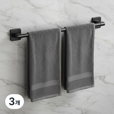 레브홈 튼튼한 무타공 욕실 수건걸이 화장실 수건거치대, 3개, 오닉스블랙