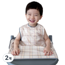 벨베이비 식탁일체형 방수 턱받이 나시 부분커버, (리뉴얼)베이지 체크, 2개, 1개입
