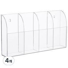 아크릴 벽 마운트 스토리지 박스 직열 연필꽂이 펜꽂이 화장품보관 수납 정리함, 4개, 투명