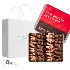 줄리쿠키 딸기 초코 에디션 + 선물용 쇼핑백-백화점 고급 버터 수제 쿠키 답례품 기념일 어버이날 스승의날 학교 선생님 회사 선물 세트 단체 간식, 4박스, 280g