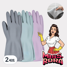 MISS.RORA 라텍스 고무장갑 3개입+은사수세미2장, 2세트, 중(M), 바이올렛1켤레+그레이1켤레+애쉬블루1켤레+은사수세미2개