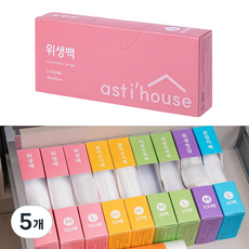 아스티하우스 서랍쏙 위생백 위생팩 보관 비닐봉투 L(대), 대(L), 5개, 100개입