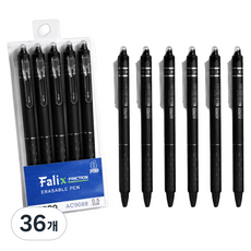 노블릭 감열성지우개 블랙 블루 레드 지워지는 볼펜 0.5mm, 블랙 6p+블랙 6p, 36개