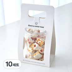 원형용기 & 캐리어 1구 세트 쿠키통 소분통 구디백, 10세트, 화이트