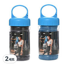 빅 사이즈 스포츠 쿨타올 대형 수건 kc인증 알러지검사완료, 2세트, 블루+블랙