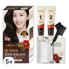 댕기머리 포르테 프레스티지 한방 칼라 크림 염색약, 6호 흑갈색, 5개
