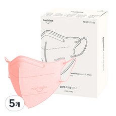 힐타임 코코핏 KF94 컬러 마스크 소형M 새부리형 숨쉬기편한, 코랄오렌지, 5개, 25매입
