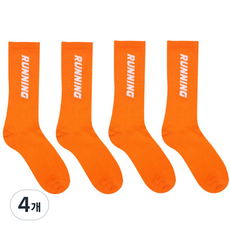 디망 여름 러닝 스포츠 장목 양말, 4개, 러닝오렌지