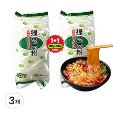 (배터짐) 싼뚱쌍타 녹두납작당면 녹두당면 중국당면 (두개한봉), 360g, 3개
