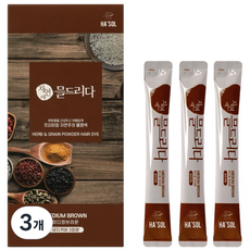 헤솔 물염색 흰머리 새치염색 저자극염색약 3회분, 미디엄브라운 3회분, 3개