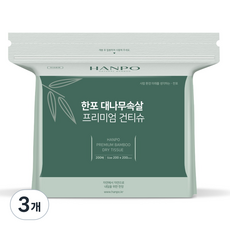 한포 대나무속살 프리미엄 건티슈 / 물티슈용 마른티슈, 3개, 200매, 70g