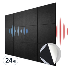 Anystar접착형 방음재 방음판 흡음재 소음방지 방음판, 24개, 블랙