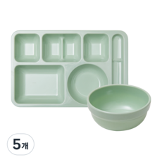 [식판의 고수] 미니 한식식판 + 미니 한식볼 SET (7 colors), 5개, 아보카도 민트