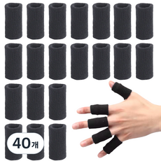 아마존 미국 3년 연속 스테디셀러 BuonVezzo 부드러운 손가락 보호대 아대 밴드 스포츠 핑거슬리브, 40개, 블랙