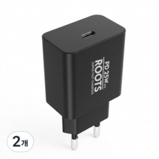 루츠 국내생산 PD 25W PPS C타입 초고속 충전기, 2개, 블랙