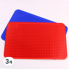 헤스타 국내산 실리콘 발지압매트 가볍고 편안한 부드러운 마사지 안마 용천혈 발바닥 마사지 요가 필라테스 체형 교정 주방, 레드, 레드, 3개