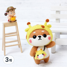 양모펠트 DIY키트 니들펠트 인형 공예 만들기 애착인형, 3개