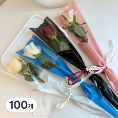 한송이 포장지 꽃다발 opp포장, 100개, 튤립 화이트