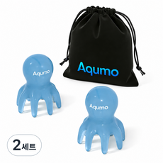 Aqumo 문어 두피 괄사 마사지기, 블루, 2세트