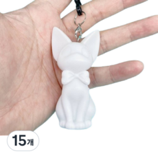 클로이영 무지 고양이 키링 만들기 diy 푸어링, 15개, 화이트