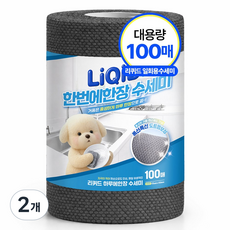 일회용 수세미 리퀴드 한번에 한장수세미 총길이 15m 대용량, 2개, 100개입, 그레이