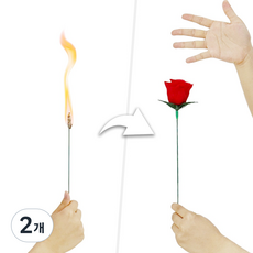 JL매직 토치투로즈 마술 장미 불꽃 장미 변신 매직 소품 공연용, 2개, 해법영상 제공, 초급