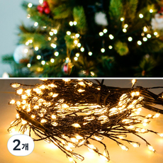 아리조명 LED 미리내 와이어 지네 전구 크리스마스 장식 줄 조명 6M 15M, 200구 (6M), 2개, 블랙코팅_웜화이트