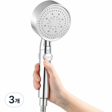 다판다지니 초고압 절수 샤워기 헤드 수압상승 고압 3단 조절 온오프 샤워기, 메탈화이트, 3개