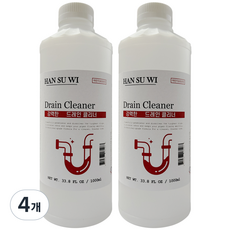 한수위 드레인 클리너 더 강력한 오물분해제 유분용해제 기름분해, 4개, 1L