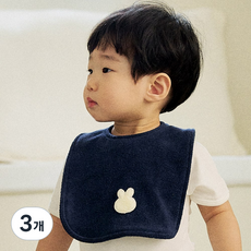 로맘틱스 테리빕 아기 턱받이 타올 침받이 빅사이즈, 3개, 1개입, 네이비