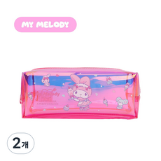 산리오정품 슬림 사각필통 캐릭터 파우치 학생 여아 필통 홀로그, 2개, 마이멜로디