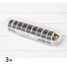 김밥 케이스 휴대용 국내 제조 김밥보관통 PP 도시락 트레이 스내지 월드, 3개, 투명
