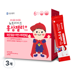 유유제약 뉴트리키즈 홍삼젤리 어린이 홍삼 스틱, 3개, 60회분