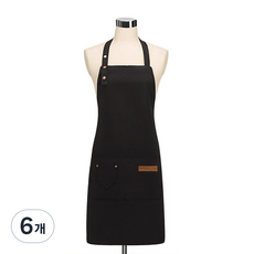 필굿리빙 주방 카페 방수 앞치마, 블랙, 6개