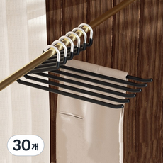 Z3JC 굵은 스테인리스 스틸 프리미엄 논슬립 코팅 바지걸이, 30개, 정면 방향 블랙