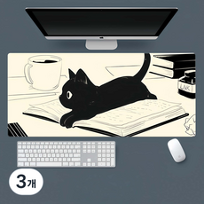 귀여운 캐릭터 고양이게이밍마우스패드 키보드 마우스 장패드 900*400*3MM, 3개, 고양이-03