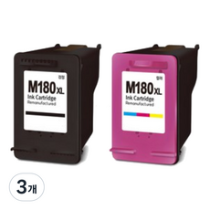 삼성잉크 M180 XL J1660 J1770FW 1663 1665 프리미엄 4배 대용량, 3개, INK-C180 컬러 슈퍼대용량