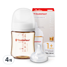 더블하트 모유실감 3세대 PPSU 베이직 제뉴인화이트 젖병 (젖꼭지포함), 4개, 160ml, 제뉴인화이트(S젖꼭지포함)