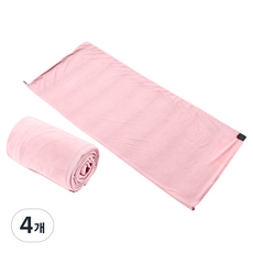 타닥 캠핑 블랭킷 연장형 담요 침낭 라이너 휴대용 이불 압축파우치, 4개, 핑크