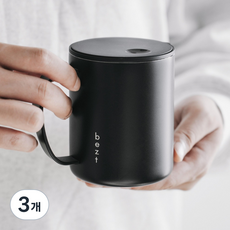 베즈트 316L 프리미엄 스테인리스 보냉 슬라이드 머그컵 400ml, 블랙, 3개