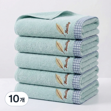 [재고 정리 세일] 호텔수건 호텔 수건 40수 수건 집들이선물 세면 타월 정교한 자수 타월, 10개, 개라이트카키