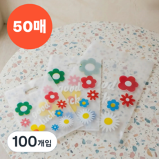 데이더봄 플라워 선물용 비닐 쇼핑백, 100개입, 소형