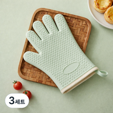 오븐장갑 실리콘 두꺼운, 3세트, 네오민트