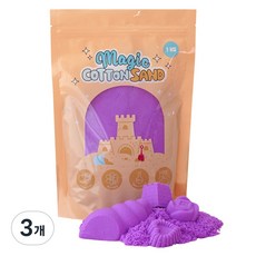 따블리에 매직 코튼 샌드 모래놀이 촉촉한 색모래 8색, 3개, 1kg, 퍼플